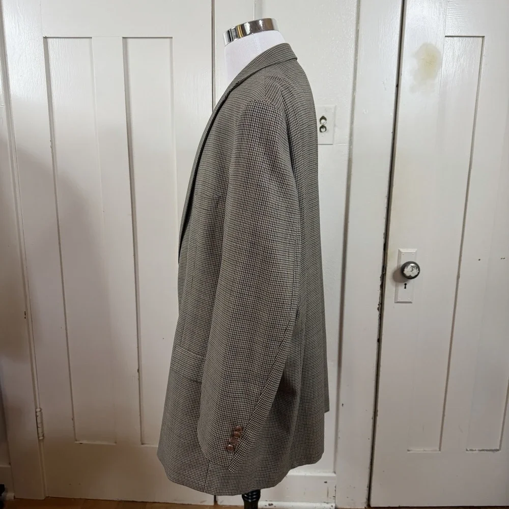 Ralph Lauren‎ Houndstooth Lambswool Brown Tweed Blazer 46R LARP Cosplay Preppy